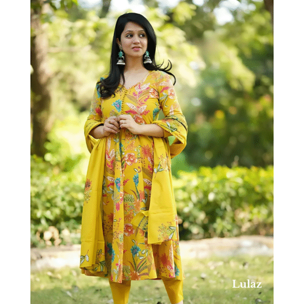Sanganeri Print-Anarkali Kurta Set