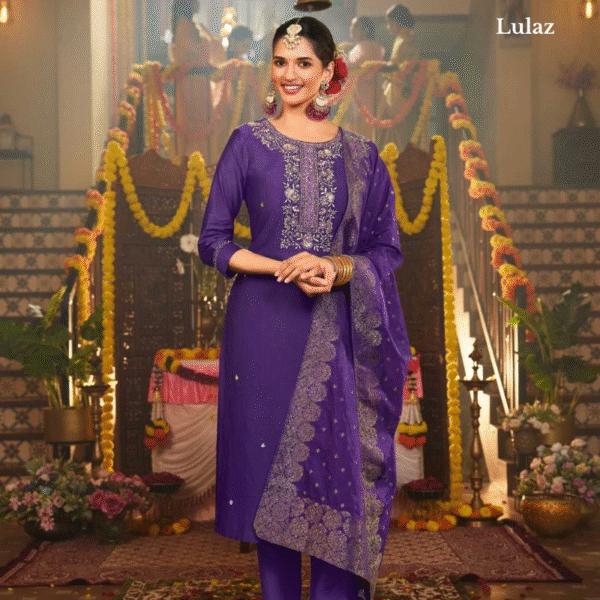 Viscose Nylon-Purple Floral Set