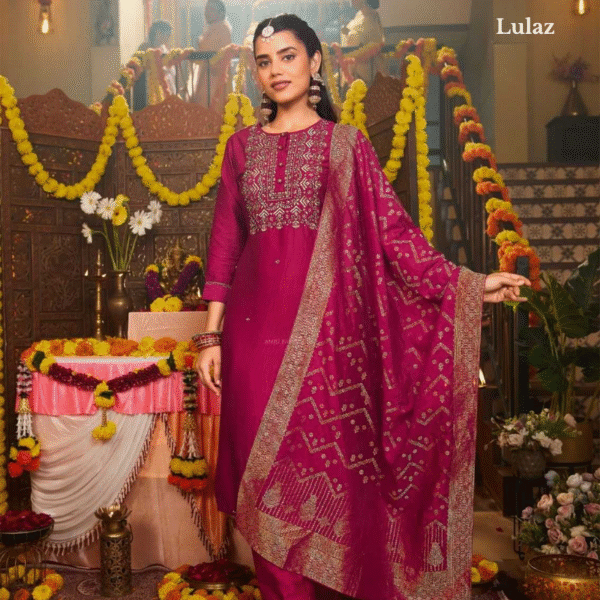 Viscose Nylon-Pink Floral Set