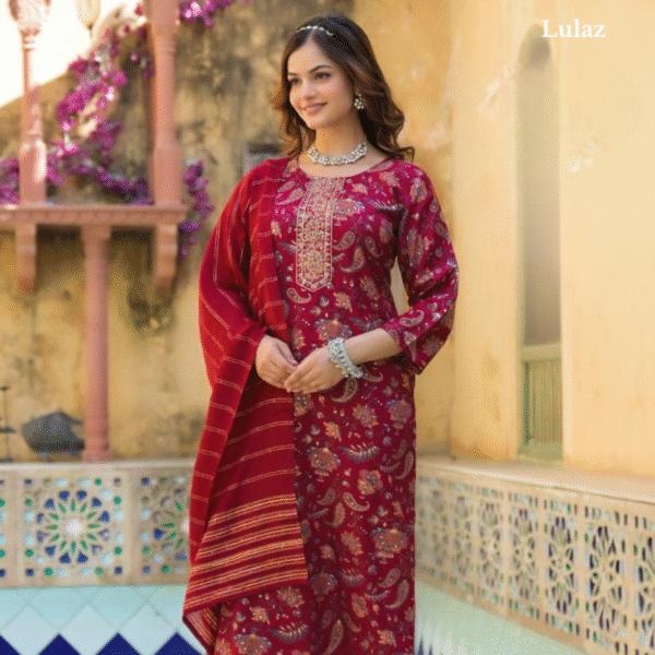 Rayon- Red Print Set