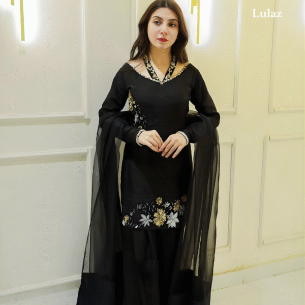 Black Floral Farsi Salwar