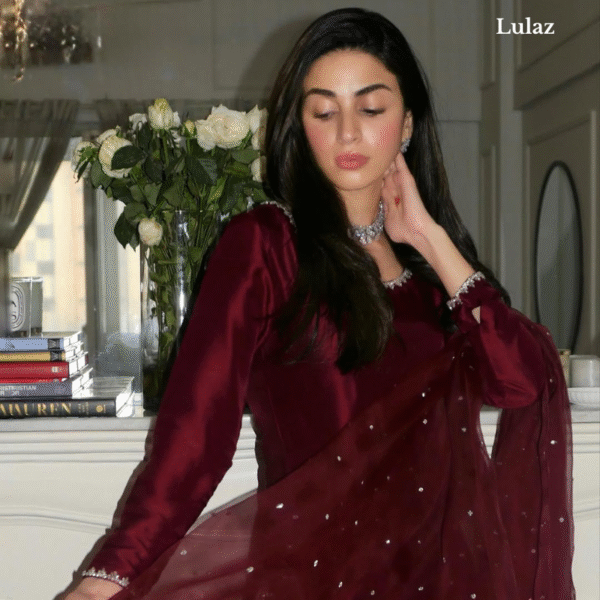 Red Jimmy Choo Silk Pakistani Kurta