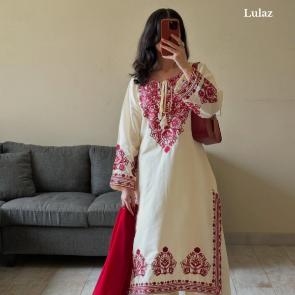 White Pink Pakistani Kurta