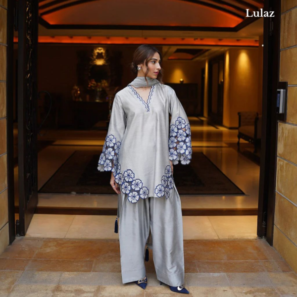 Light Blue Cut Work Farsi Salwar